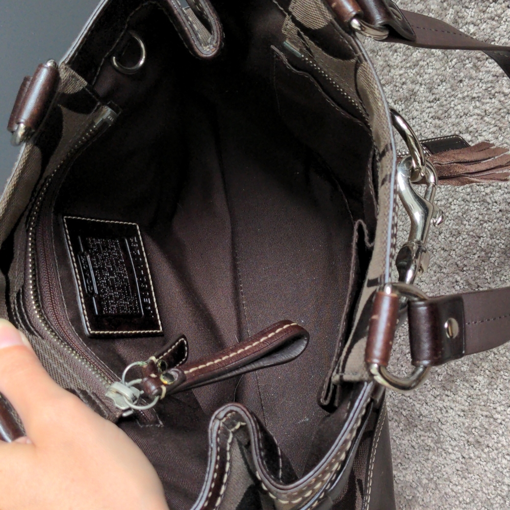 Coach Hampton Brown Snake Python Tassel Signature… - image 4